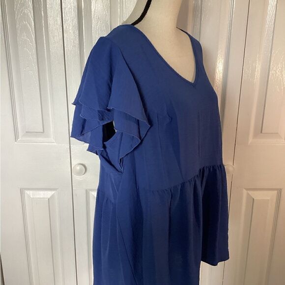 Spin - Women’s Blue V-Neck Baby Doll Tunic - 2X - Picture 8 of 8